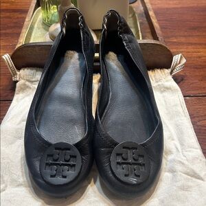 TORY BURCH Minnie Ballet Flats Matte Black SZ 9M